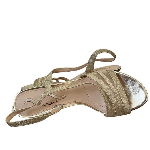 Touch of Nina Nykole Gold Heeled Sandals Size 8.5 Strappy Sparkly Party Shoes - Picture 5 of 12